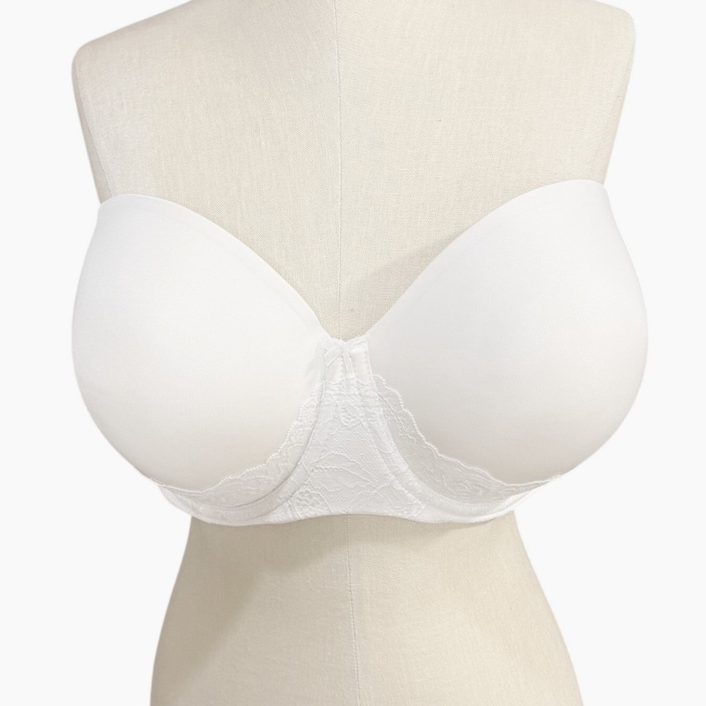Torrid 46DDD White Bombshell Everyday Strapless Push-Up Lace Bra Bride Wedding